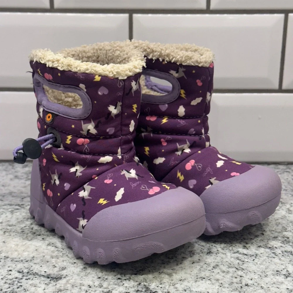 Bogs Kids Infants 7 Unicorn Lightning Cloud Purple Waterproof Winter Boots Snow‎
